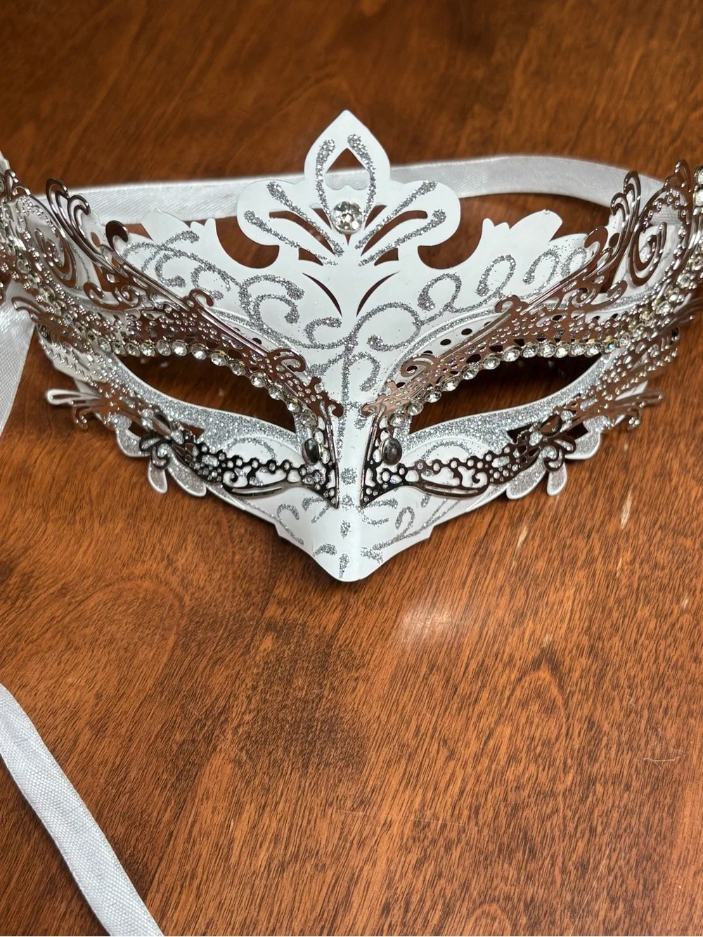 Silver Rhinestone Venetian Masquerade Mask by